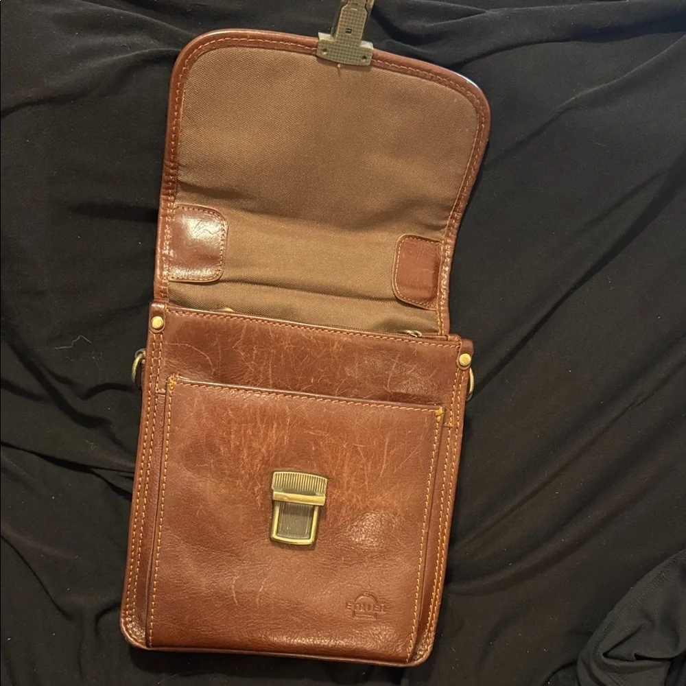 Etrier men's shoulder bag cognac, brown Leather Messenger Bag